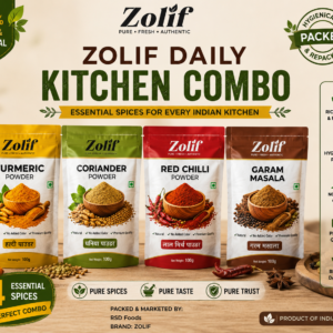 "Zolif Daily Kitchen Combo Pack - Haldi, Dhania, Lal Mirch and Garam Masala